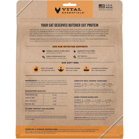 Vital Essentials Freeze Dried Soft Nibs Pork Raw Cat Food 12oz - Poudre Pet & Feed Supply 2